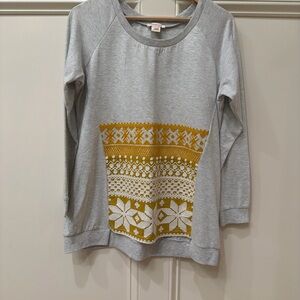 Sundance Sweatshirt Mustard Fair Isle Panel Fair Ochre Embroidered Applique Top
